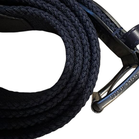NWOT Cole Haan Navy Braided Stretch Belt Size 44/110 Preppy Golf QuietLuxury - Picture 2 of 6